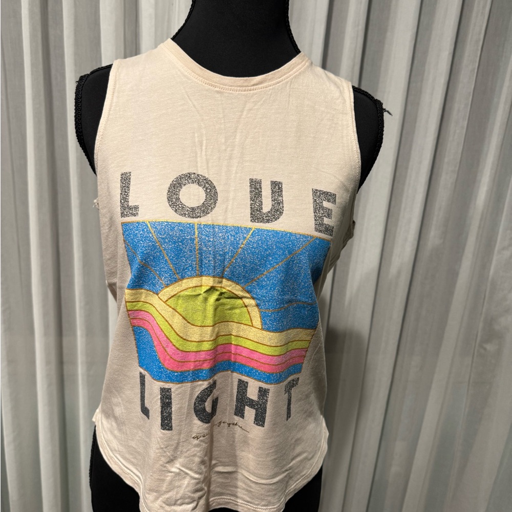 Spiritual Gangster beautiful Women's Cream Graphic Tank Top. Shorter style.